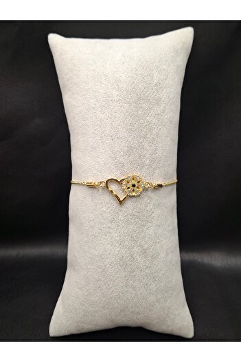 Han Ticarethane Gold Color Stone Heart and Snow Model Bracelet
