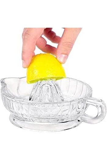 Generic Glass Lemon Squeezer, Citrus Juicer Manual Hand Squeezer with Handle and Pour Spout, Clear Lemon Man