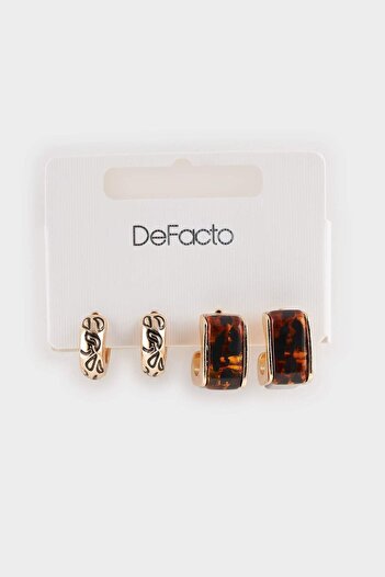 DeFacto Women's 2-Piece Gold Earrings F6837Axns