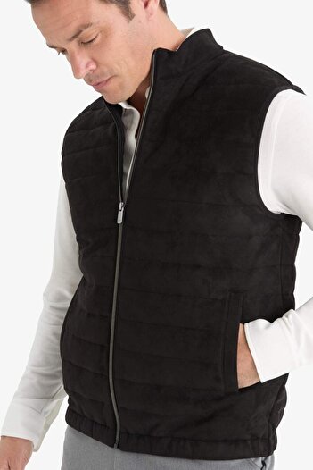 DeFacto Slim Fit Slim Fit Stand Collar Zippered Suede Vest F0246Ax25Au
