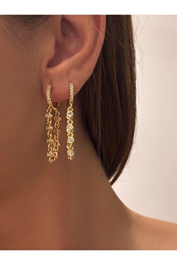 Butik Steel Rose Gold Dangle Waterway Earrings