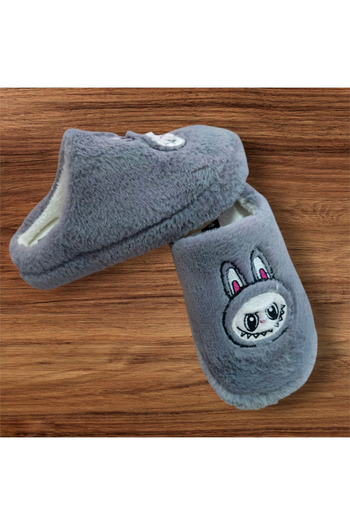 KMS HOME Labubu Gray House Slippers Youth Winter House Slippers