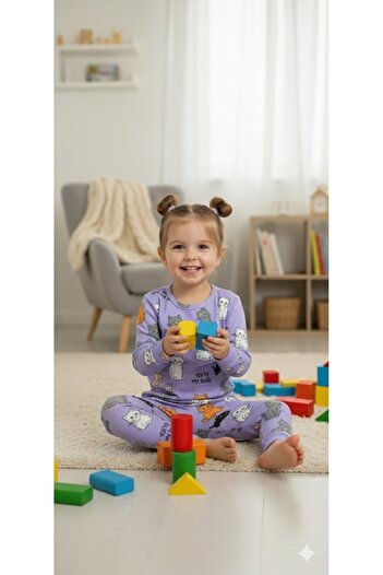Yalçınoğlu Kids Girls' Pajama Set I Long Sleeve Comfortable Home Wear I Cotton - Soft Girls' Set