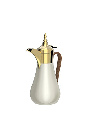 SQUALO Gold + Beige Stainless Steel Coffee Pot with Wooden Handle - 1L