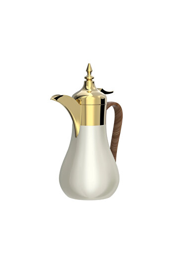 SQUALO Gold + Beige Stainless Steel Coffee Pot with Wooden Handle - 0.7L