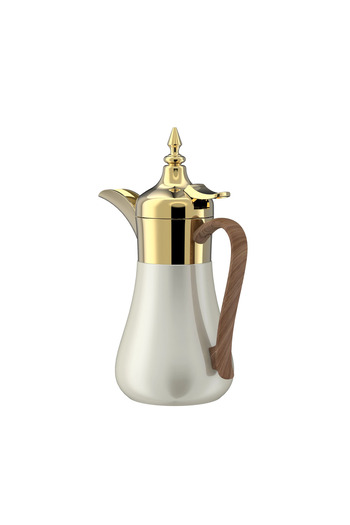 SQUALO Gold + Beige Stainless Steel Coffee Pot with Wooden Handle - 0.5L