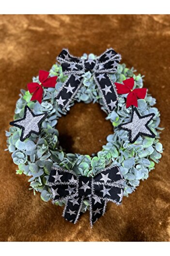 Marrone Glitter Fringed Glitter Ribbon Door Ornament Starry Wreath 45 cm Large Door Ornament Large Wreath