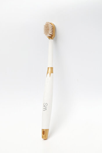 The smart miswak Luxury Smart Miswak Brush with Flexible Rubber Handle, White with Gold