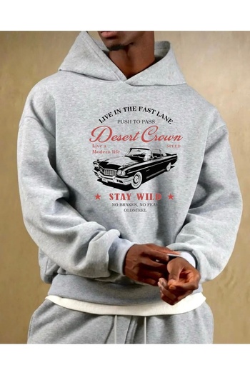 FUFLUNS Printed Oversize Unisex Men's Hooded Sweatshirt