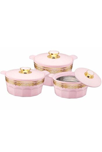 Rashi Shaheen Insulated Casserole Set of 3 Pieces-1800ml,2600ml and 3600ml, Pink