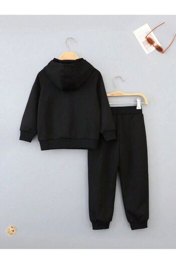 Let's Wear Cute Cat Printed Kids Premium Compact Sweatshirt Tracksuit with Pockets - 2 Piece Sport Set