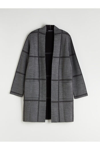 LC Waikiki Shawl Collar Plaid Women's Knitwear Cardigan