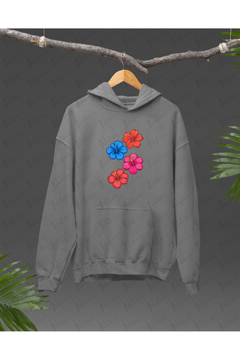 Nulivez Hibiscus Flower Printed, High Quality Unisex Oversize Hoodie