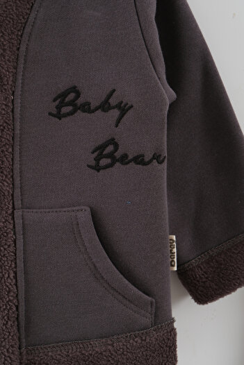 Mini Baray Baby boy pine tree embroidered cardigan t-shirt pants 3-piece set (9-12-18 months)