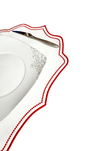 Nisahometeks 2 Pieces Embroidered Linen American Service - Linen Plate