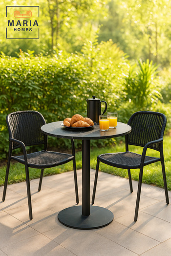 MARIA HOMES Black Round Dining Table 70–74 cm – Modern Café & Restaurant Table with Metal Base