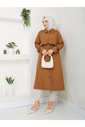 Vibeys Collection Women's Trench Coat with Tie Detail and Lining
