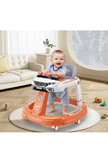 Baby Walker Foldable Baby Walker, Musical Play Tray, Adjustable Seat & Dining Chair Mode