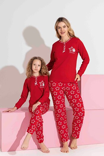 Tarık Mother-Daughter Matching Long Sleeve Interlock Family Matching Pajama Set-3198