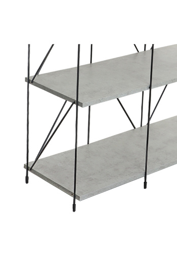 BAITY 10 Decorative Shelves, 4 Tiers, Malaysian Wood, Gray