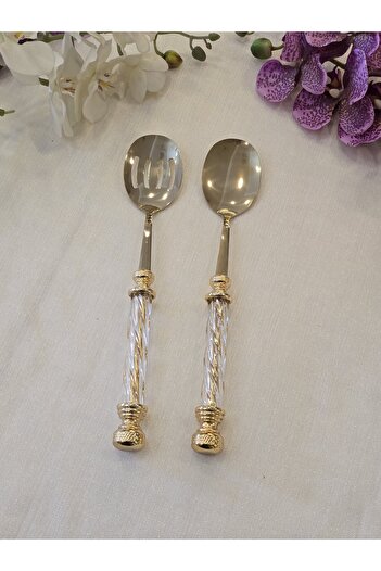AlyaHomeAksesuar 2 Piece Crystal Salad Serving Set All Gold