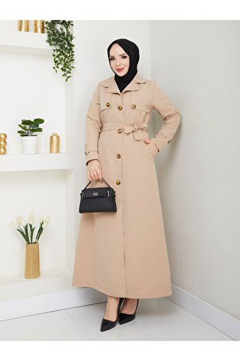 Vibeys Collection Women's Lined Full-Length Trench Coat Overcoat