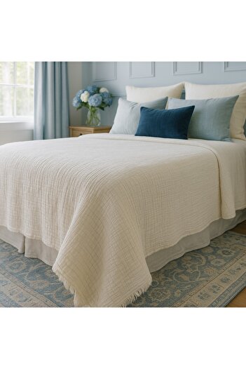 Tasarım Hb&Victory Muslin Ivory Natural Color 6 Layer Quilt Single Size 170X260 Cm.