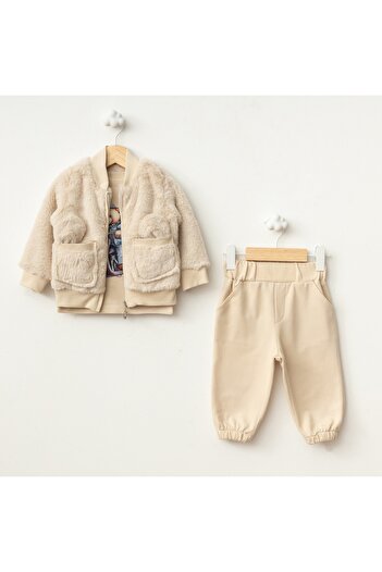 Baby Fou Plush Cardigan 3-Piece Set