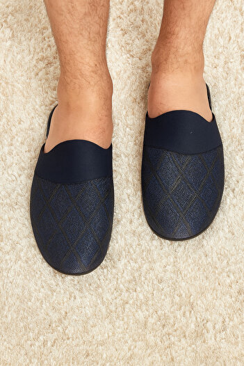 QKK Ανδρικές παντόφλες νυφικού σπιτιού Navy Blue Q3G3K0CK