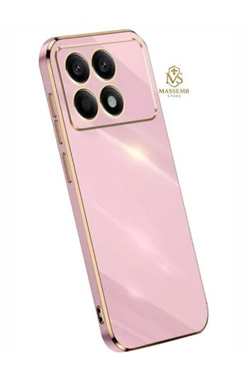 Massemr Xiaomi Poco X6 Pro Case Shiny Gold Foil Luxury Premium Silicone Cover Transparent Impact Protective