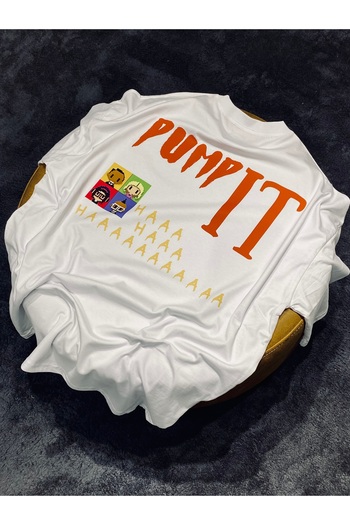 Spark Collection Pump It 100% Cotton Relax Fit Crew Neck White T-Shirt