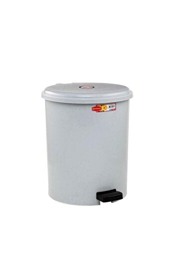 Omnipazar Sy-4232 Gray Pedal Round Trash Can with Inner Bucket 25 Liters