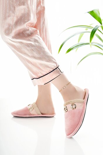 Modafırsat Women's House Slippers Plush Washable Wool Inside Fur Slippers Guest Dowry Bundle Bridal Slippers