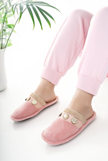Modafırsat Women's House Slippers Plush Washable Wool Inside Fur Slippers Guest Dowry Bundle Bridal Slippers