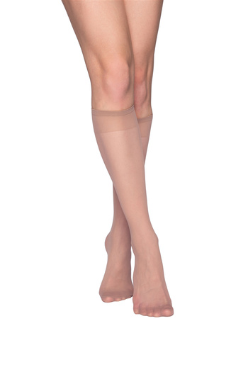 PETRA-ELISA Set of 2 pairs, Polyamide 3/4 20 DEN Socks, Gazelle, One Size