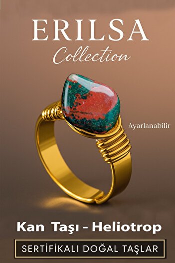 Erilsa Certified Natural Bloodstone Heliotrope Ring – Thick Tumbler Case Gold Color Adjustable