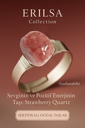 Erilsa Certified Natural Strawberry Quartz (Strawberry Quartz) Stone Ring – Thick Tumbler Case Adjustable