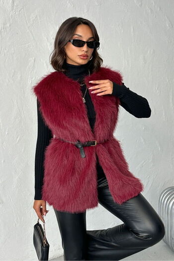 SUN STYLE Lined Long Vest with Collar Hook and Pocket