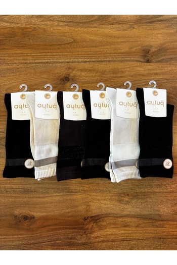 Aytuğ Premium Bamboo Tulle Detail Soft Comfortable Socks 6 Pack
