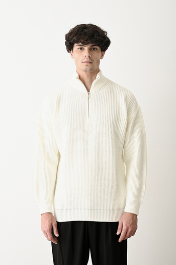 MARRAKECH Steel Knitted Oversize Half Zipper Sweater Kzk1902