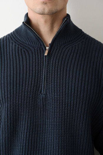 MARRAKECH Steel Knitted Oversize Half Zipper Sweater Kzk1902