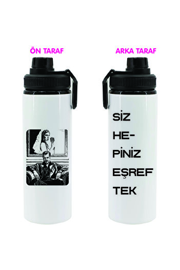 DKDZ SHOP Eşrek Tekkk Printed Metal Water Bottle-850Ml.