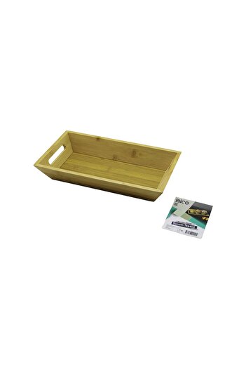 Light up Rectangle=16x30cm depth=4.5cm wooden bamboo presentation tray with double carved handles