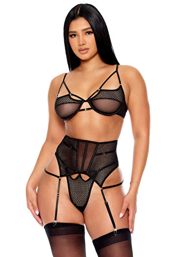 New Dreams For dreams 8610 fishnet tulle women suspenders suit