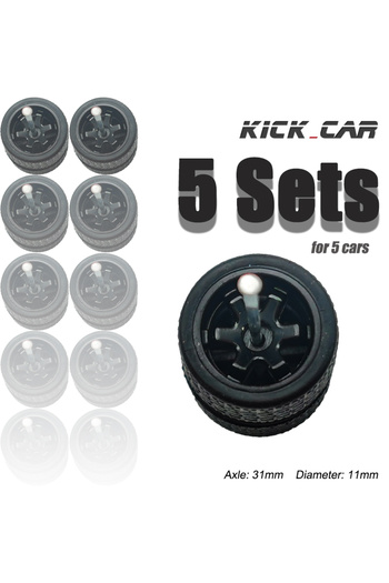Choice3 HW01-5 1/64 Wheels with Fixed Black Rubber Tires Six Spoke for Toy Model Diecast Cars Refiting Parts