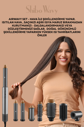 Shibowavy Airwavy Set Air Blow 7-in-1 Hair Drying and Styling Set (with Carrying Case Gift)