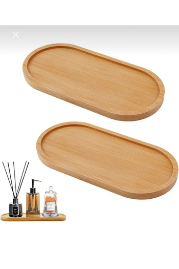 MİMOZA PARK Bamboo Oval Presentation and Serving Tray - Stylish Wooden Look Tray, Oil Pot Base, Kitchen and