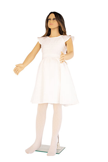 PETRA-ELISA Children's Microfiber Tights 40 DEN with Amalia pattern, White, 11-13 years