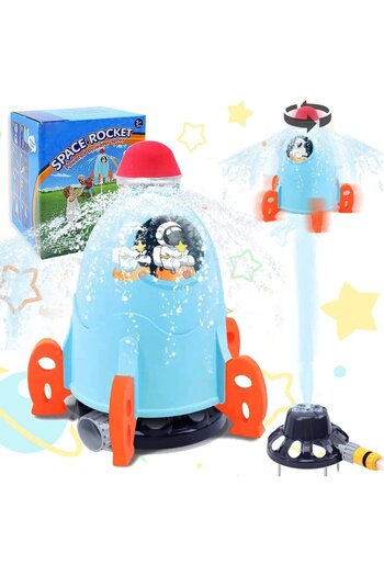 MEISHANG children's sprinkler, rocket model, plastic, multicolor, 21 x 21 x 29 cm