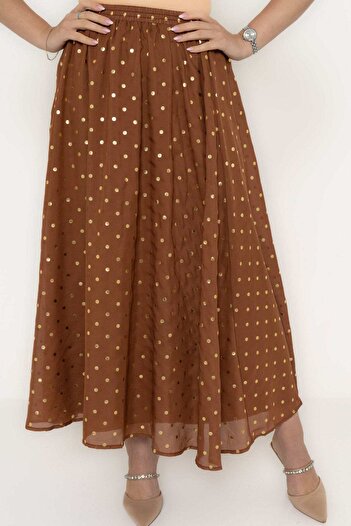 Yola Polka Dot Ruffled Maxi Skirt